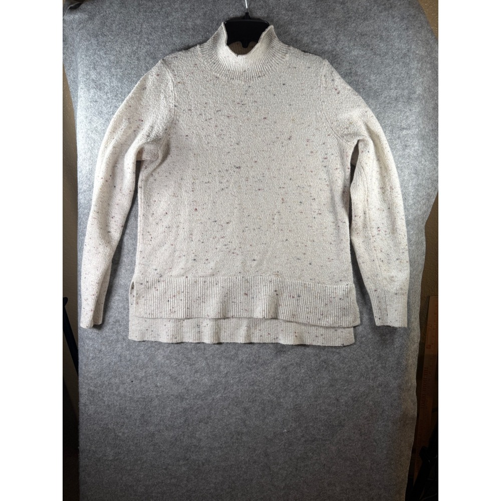 LOFT Womens Cream Oatmeal‎ Confetti Fleck Mock Neck Boucle Sweater Size M - Picture 12 of 12